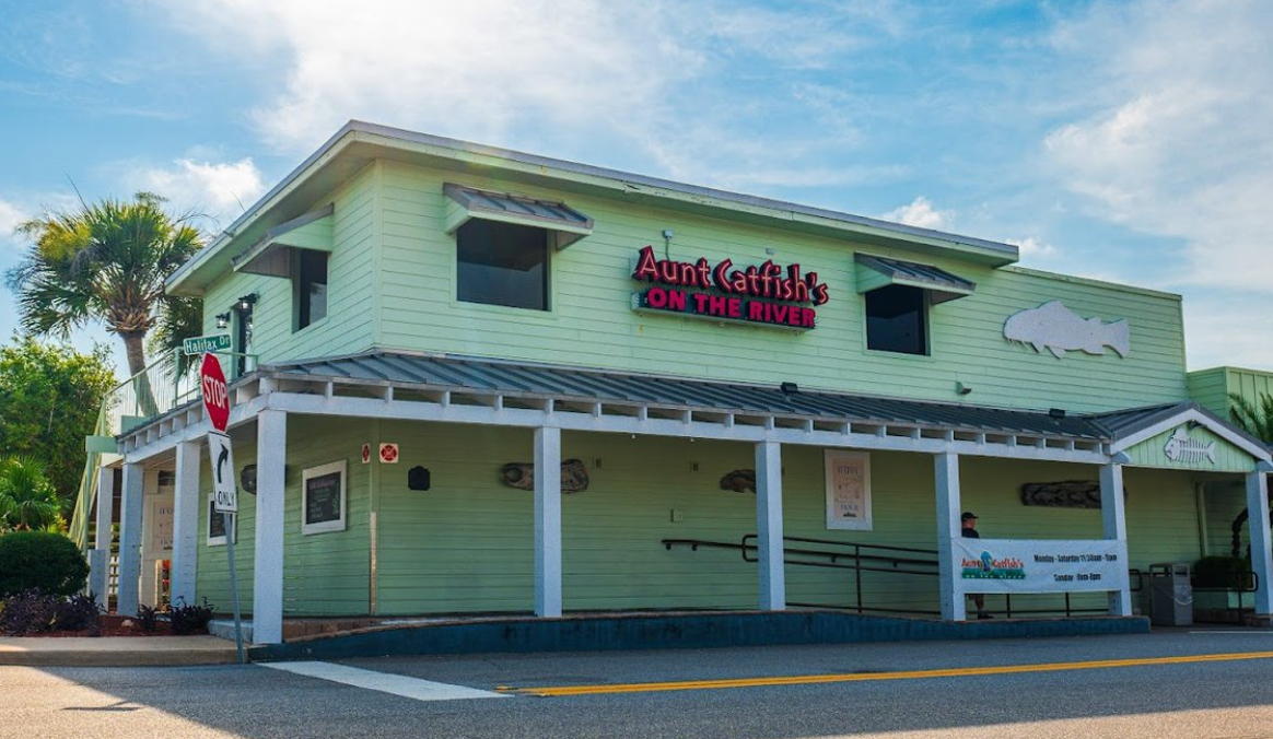 Aunt Catfish's on the River, a mint-green two-story restaurant on Halifax Drive in Port Orange